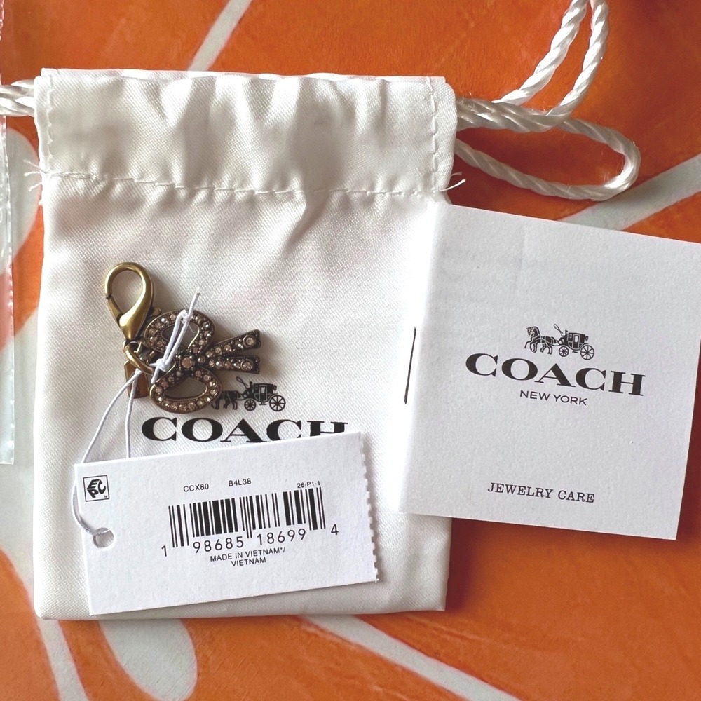 Coach DIY Mini Bag Charm 3-D Double Sided Crystal Bow CCX80 New with Tags - Picture 3 of 5
